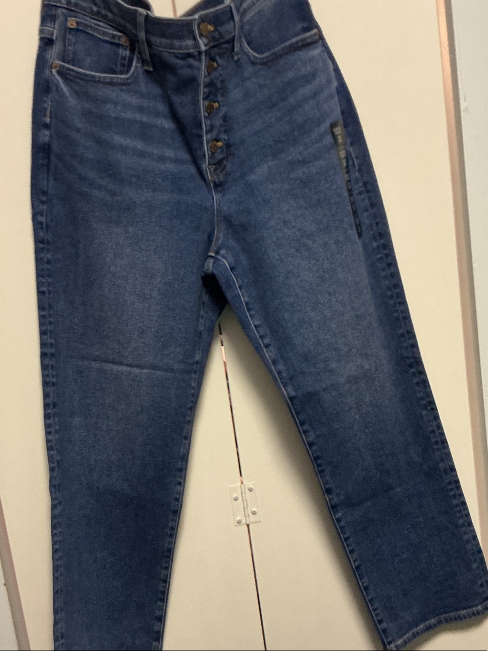 J. Crew High-Rise Button-Fly Jeans in Dark Blue Wash